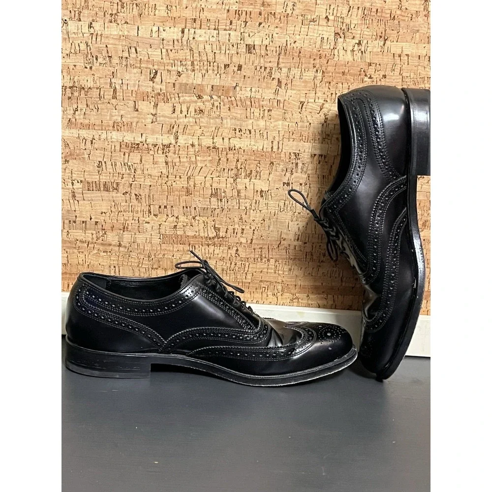 Florsheim Dress Shoes Mens 9 D Oxford Black Leather Lace Up‎ Wingtip Low